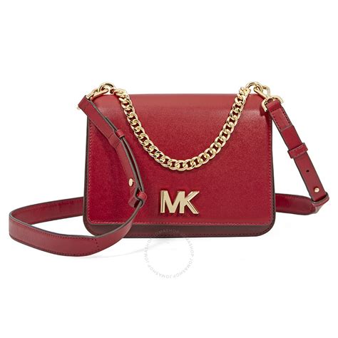 michael kors red mott leather crossvody myer|Mott Large Leather Crossbody Bag .